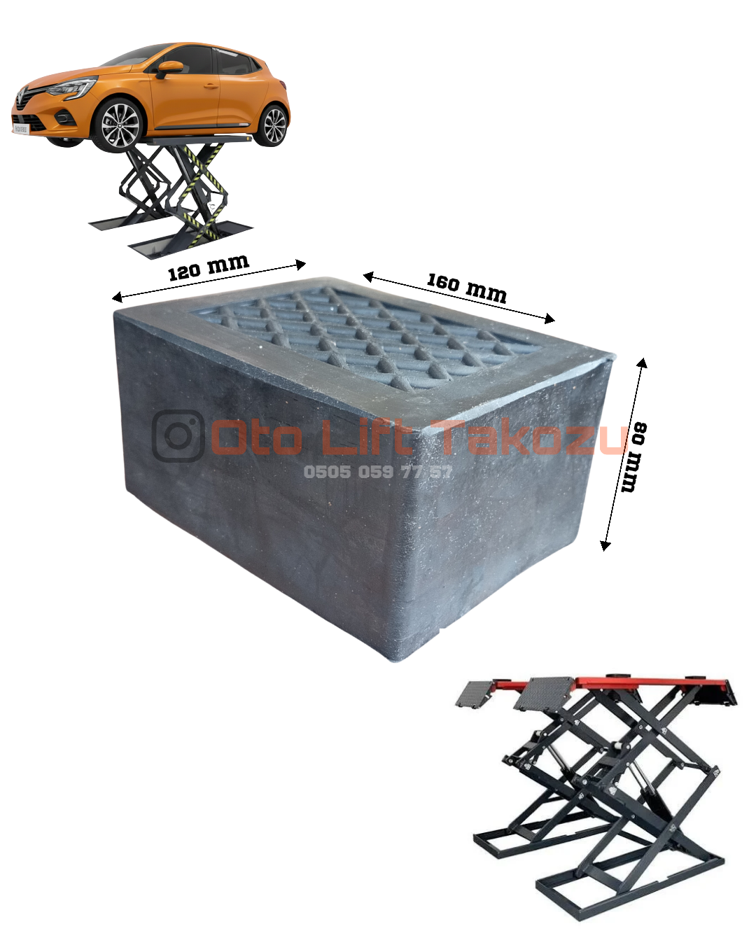 Dikdörtgen Makaslı Lift Takozu 8 cm